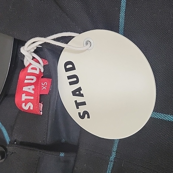 Staud Crosshill Check Cotton  Back Cutout Minidress - Picture 12 of 14